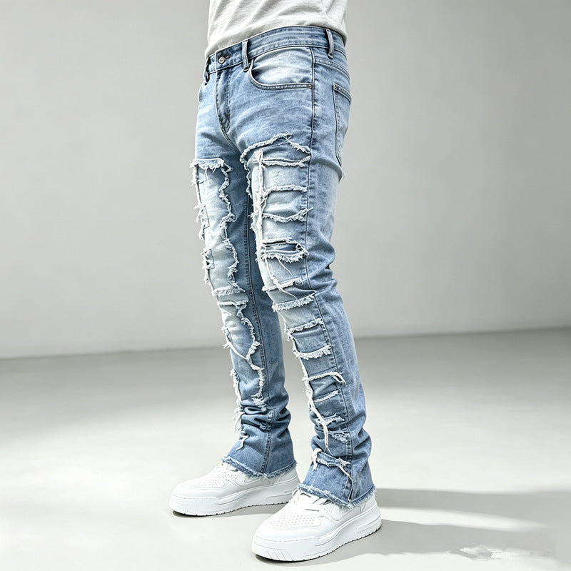Men's Fashion Ripped Jeans with Creative Destroyed Details Mune Fashion