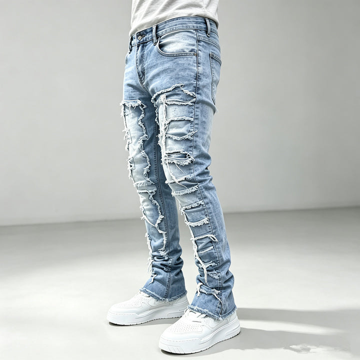 Men's Fashion Ripped Jeans with Creative Destroyed Details Mune Fashion