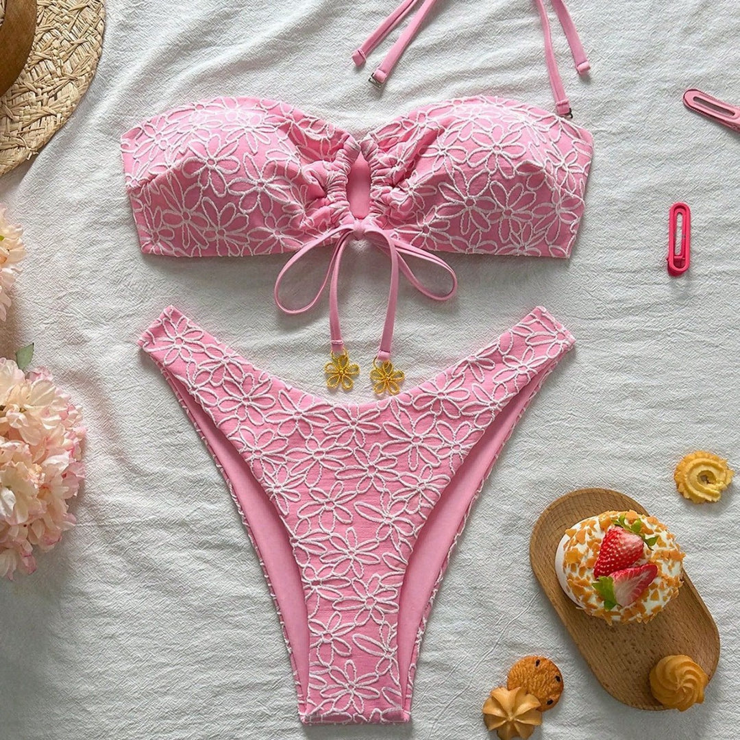 Women's bandeau bikini with floral appliqués Mune Fashion