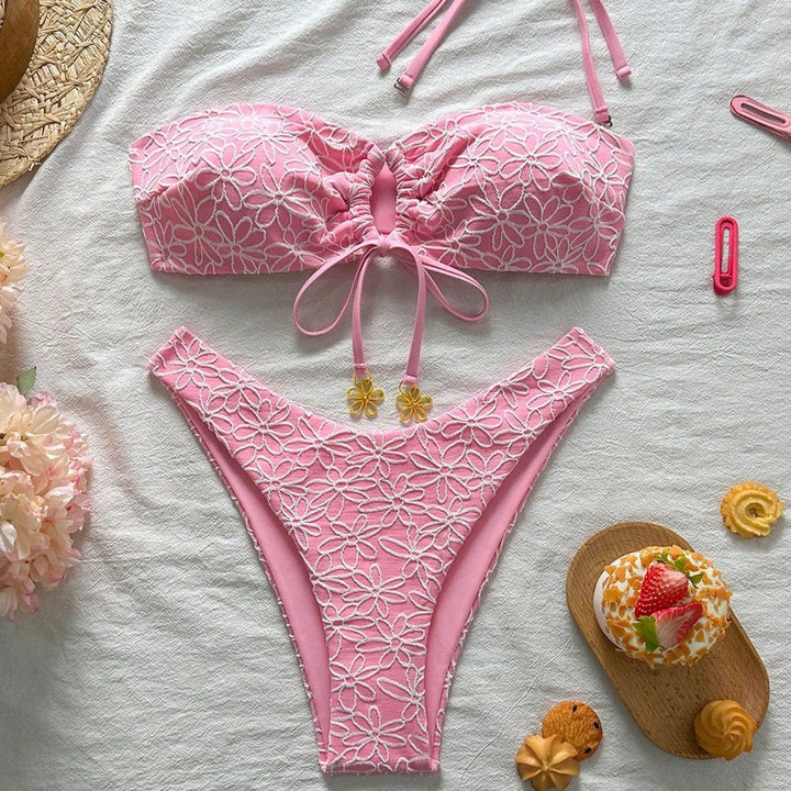 Women's bandeau bikini with floral appliqués Mune Fashion