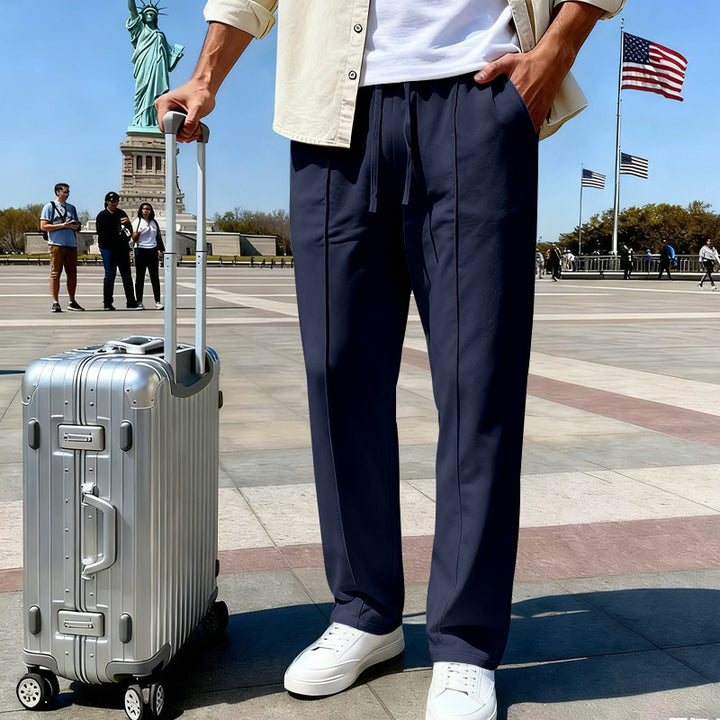 Men's elegant sweatpants with crease straight leg and drawstring Mune Fashion