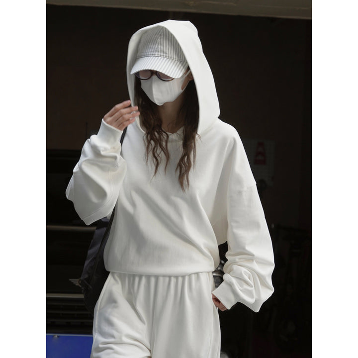 Women Oversize Hoodie with Round Back Cutout and Drawstring Mune Fashion