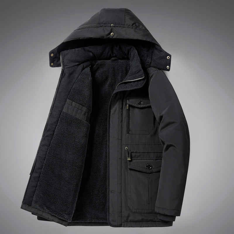 Men's padded parka jacket with teddy lining, hood, and multifunctional pockets Mune Fashion