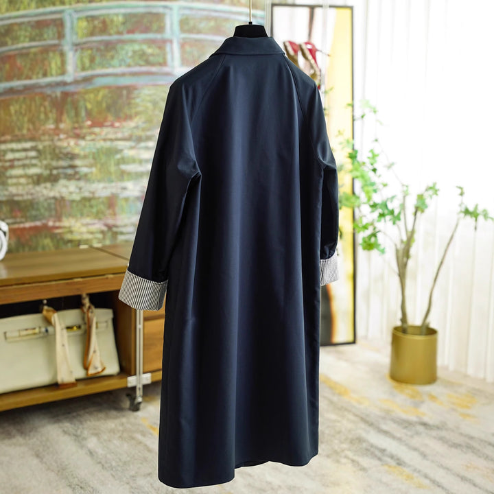Women Elegant Trench Coat with Contrast Details Mune Fashion
