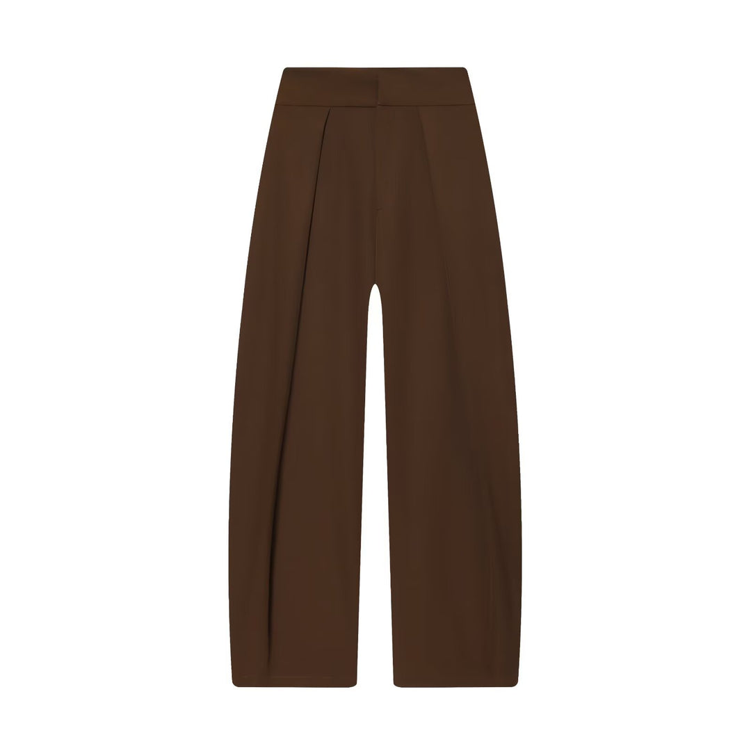 Women's Wide High Waist Pants with Front Pleats and Flowing Palazzo Silhouette Mune Fashion