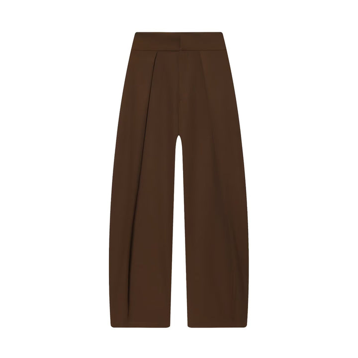 Women's Wide High Waist Pants with Front Pleats and Flowing Palazzo Silhouette Mune Fashion