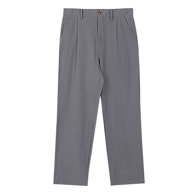 Men's elegant pleated trousers made of lightweight cotton blend with straight cut and belt loops Mune Fashion