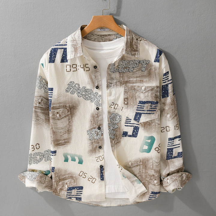 Men's Graphic Print Overshirt in Relaxed Fit with Chest Pockets Mune Fashion