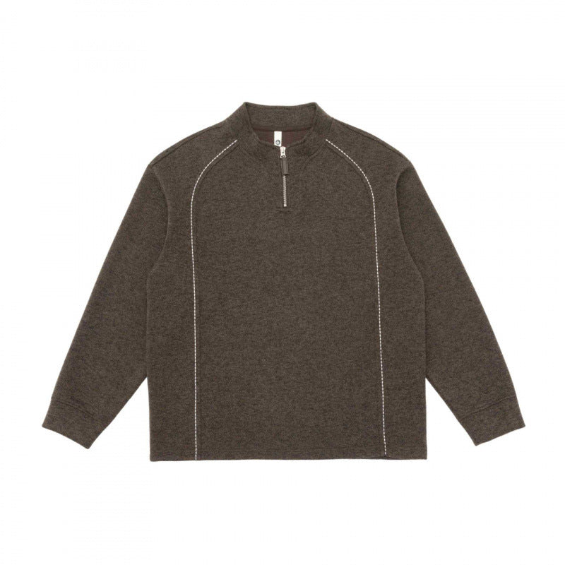 Men's Half-Zip Knit Sweater with Stand-Up Collar, Raglan Sleeves, and Contrast Stitching Mune Fashion