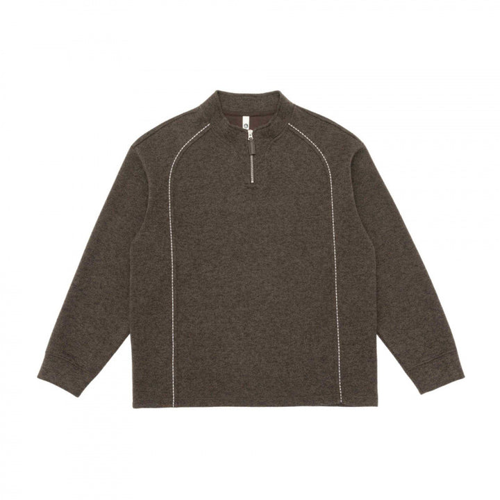 Men's Half-Zip Knit Sweater with Stand-Up Collar, Raglan Sleeves, and Contrast Stitching Mune Fashion