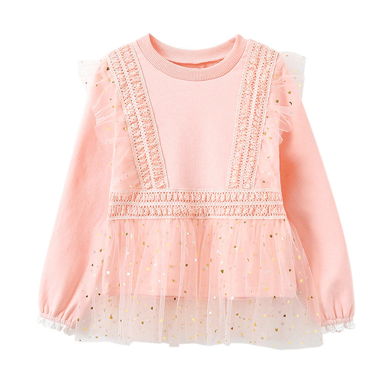 Girls sweatshirt with ruffles and tulle hem Mune Fashion