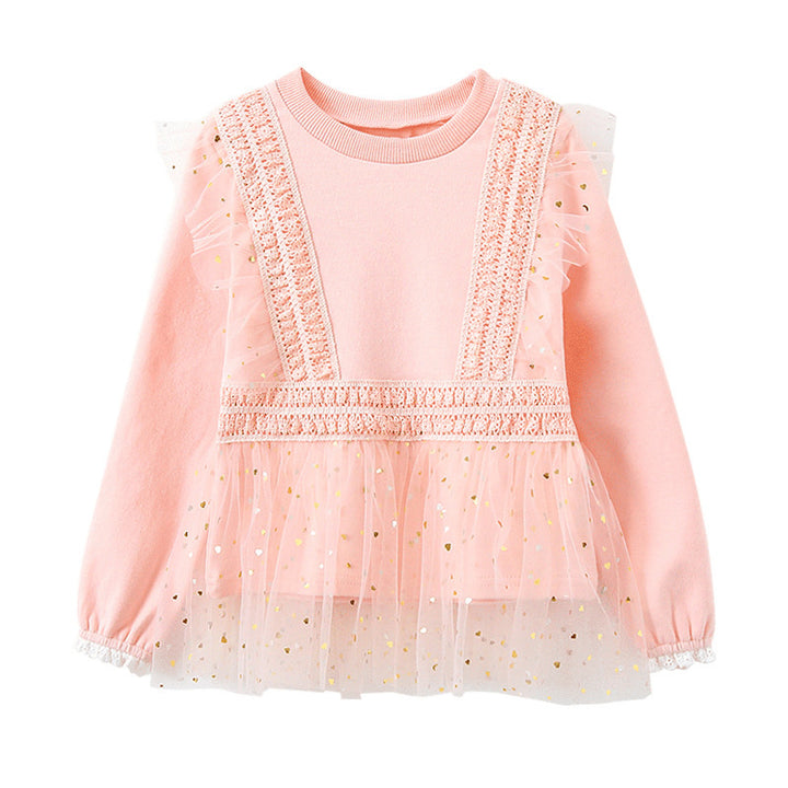 Girls sweatshirt with ruffles and tulle hem Mune Fashion
