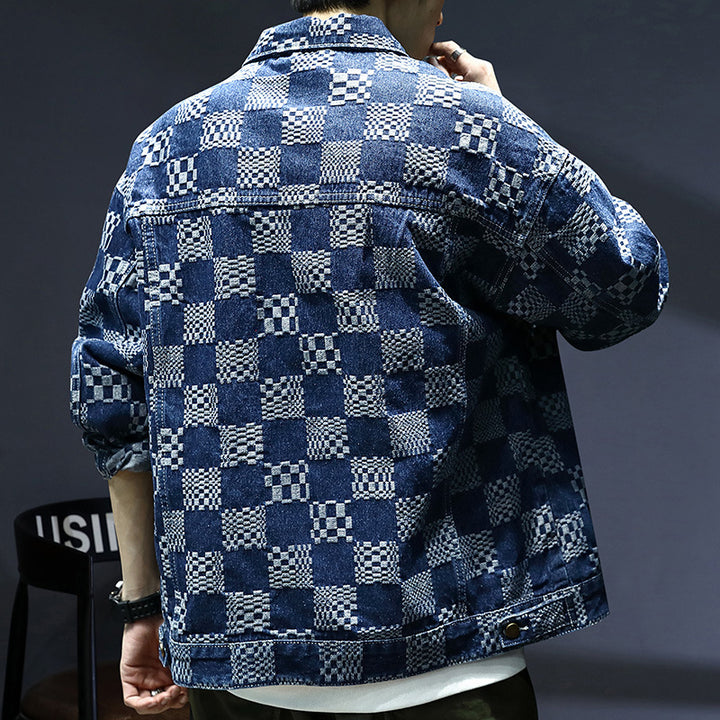 Men's Casual Denim Jacket with Creative Patterns Mune Fashion