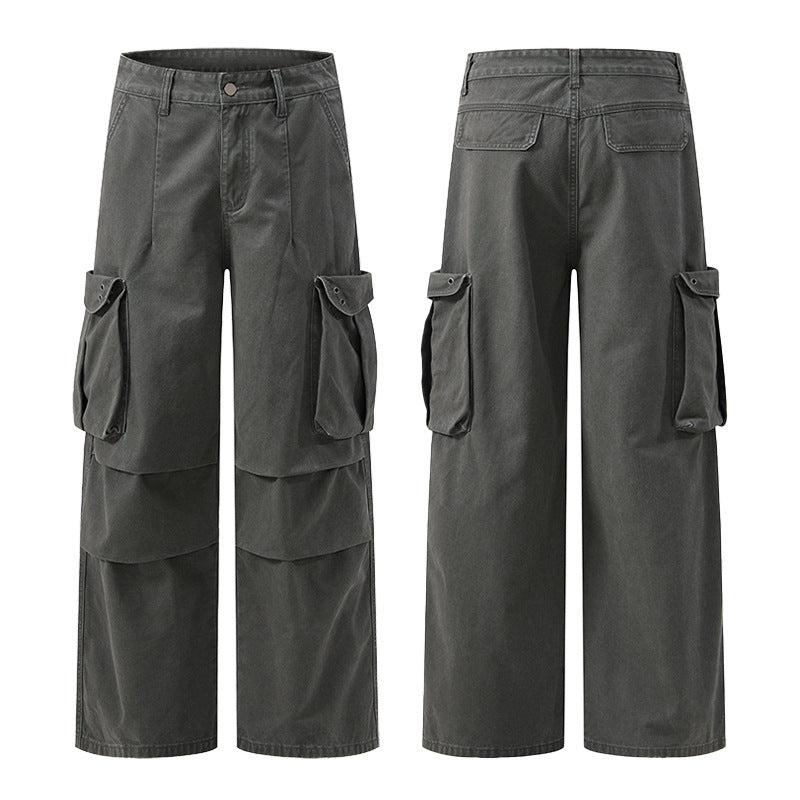 Men's baggy cargo pants with extra wide legs, deep crotch and large flap pockets Mune Fashion