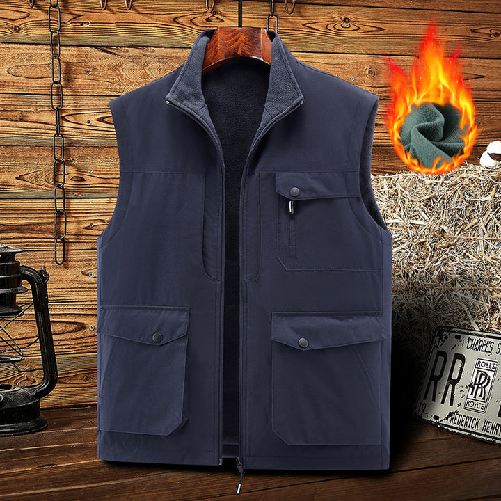 Men's functional vest in urban utility style with organizer pockets and stand-up collar Mune Fashion