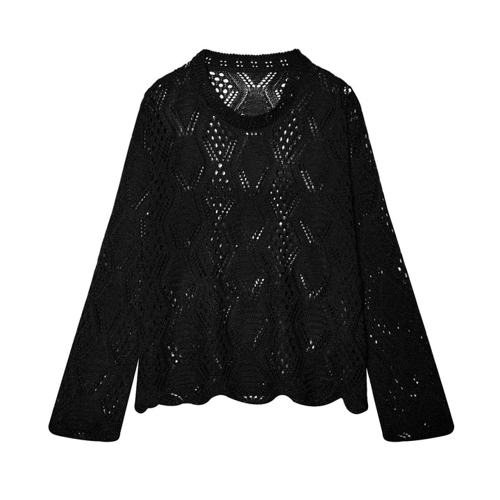 Women's open-knit sweater with cable pattern and curved hem Mune Fashion
