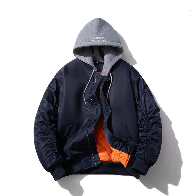 Men's Quilted Bomber Jacket with Stand-Up Collar, Padded Cut and Arm Pocket Mune Fashion