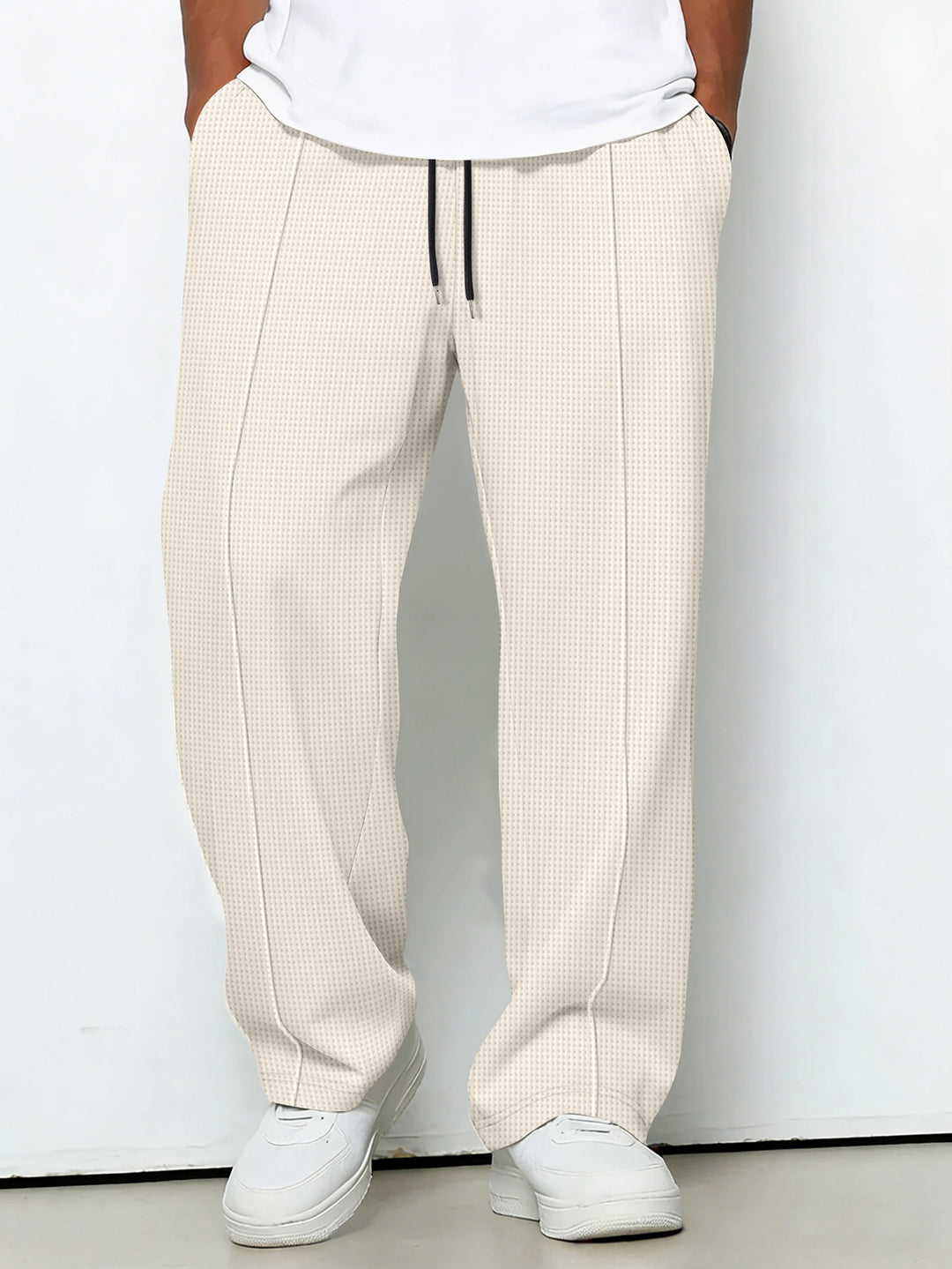 Men's custom-made jogging pants with drawstring waistband, crease and structured stretch quality Mune Fashion