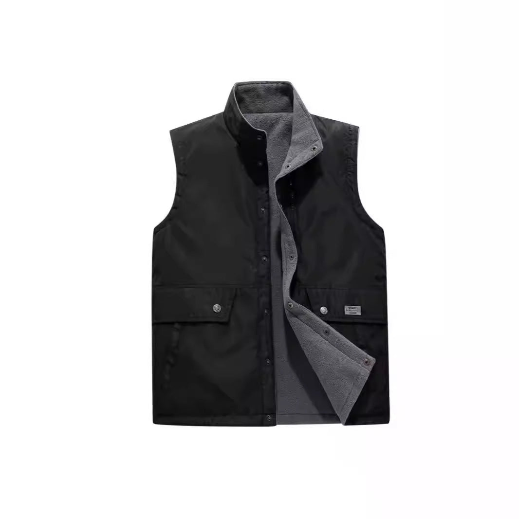 Men's Padded Utility Vest with Fleece Lining, Snap Button and Zipper Fastening Mune Fashion