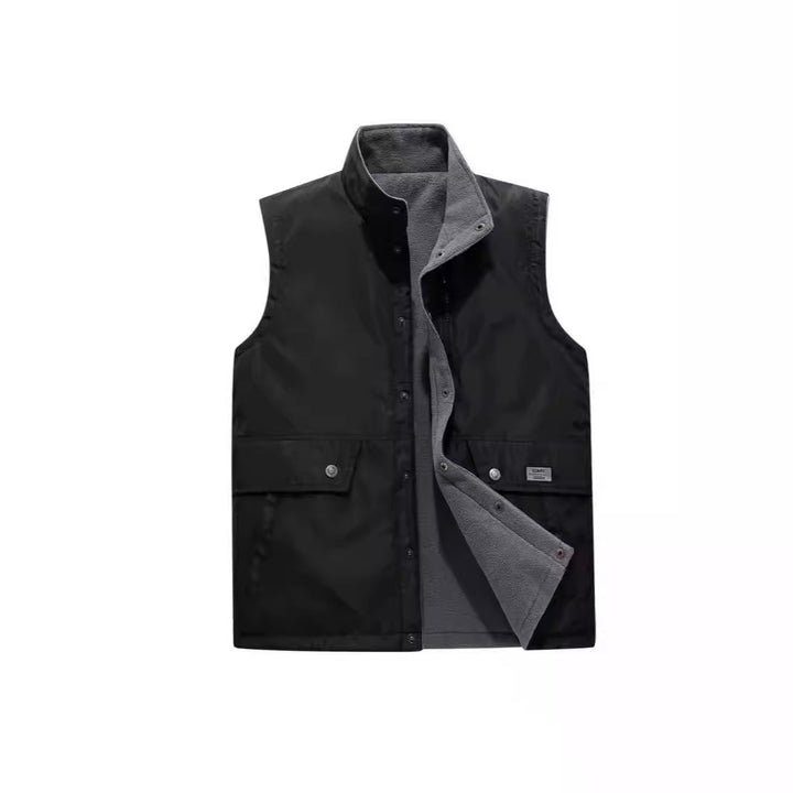 Men's Padded Utility Vest with Fleece Lining, Snap Button and Zipper Fastening Mune Fashion