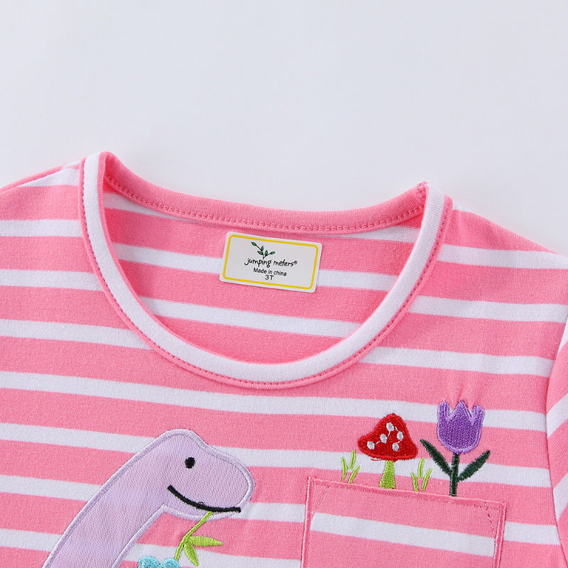 Girls' casual dress with playful dinosaur motif and frill hem Mune Fashion