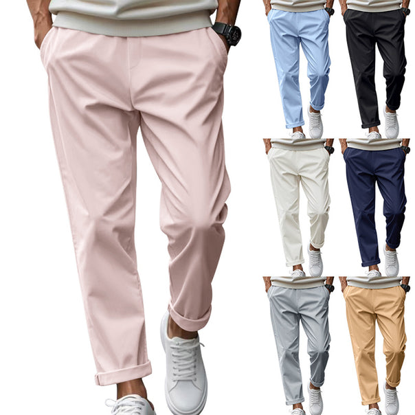 Men's tapered chino pants with turn-up hem and subtle crease Mune Fashion