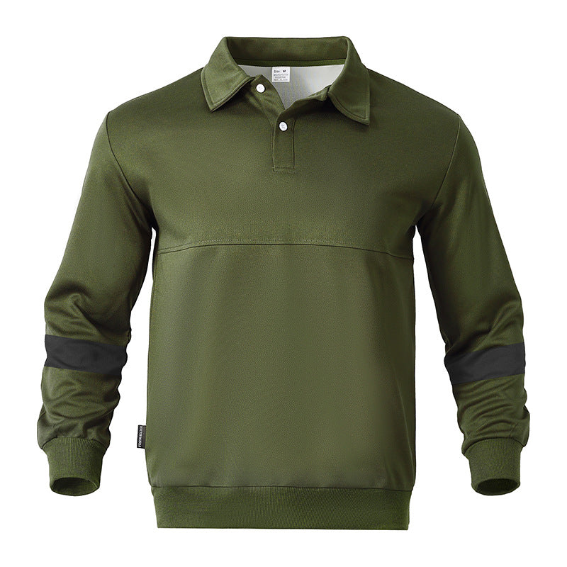 Men's Relaxed Polo Sweatshirt with Snap Button Placket and Contrast Arm Details Mune Fashion