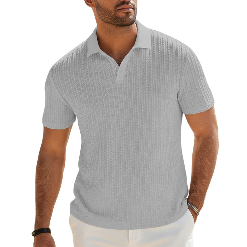 Men's fine-knit polo with structured cable pattern and soft cotton blend Mune Fashion