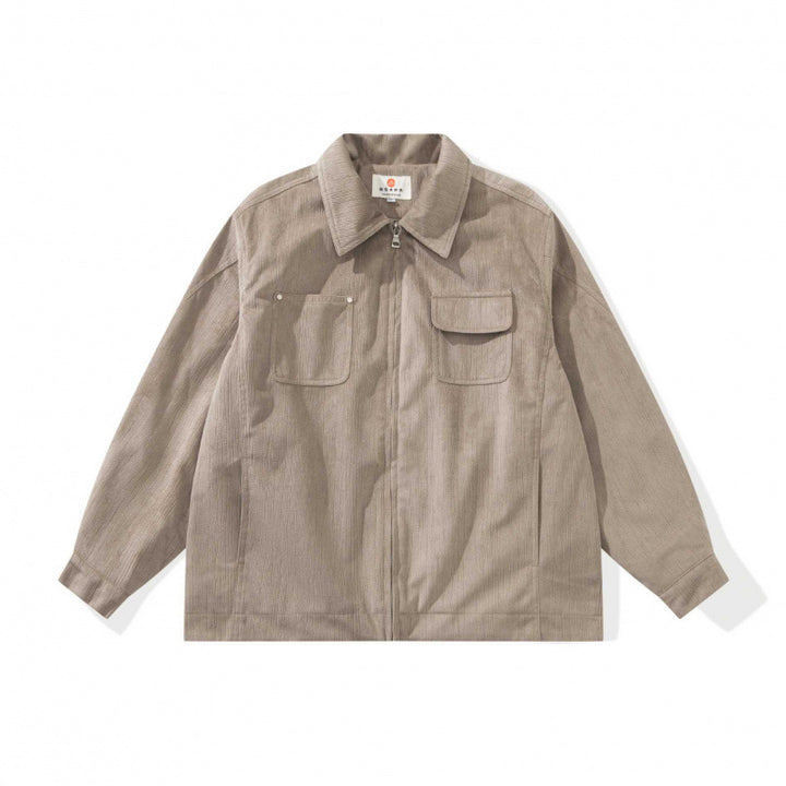 Unisex Boxy Overshirt Jacket made of fine cord structure with breast pockets and concealed zipper Mune Fashion