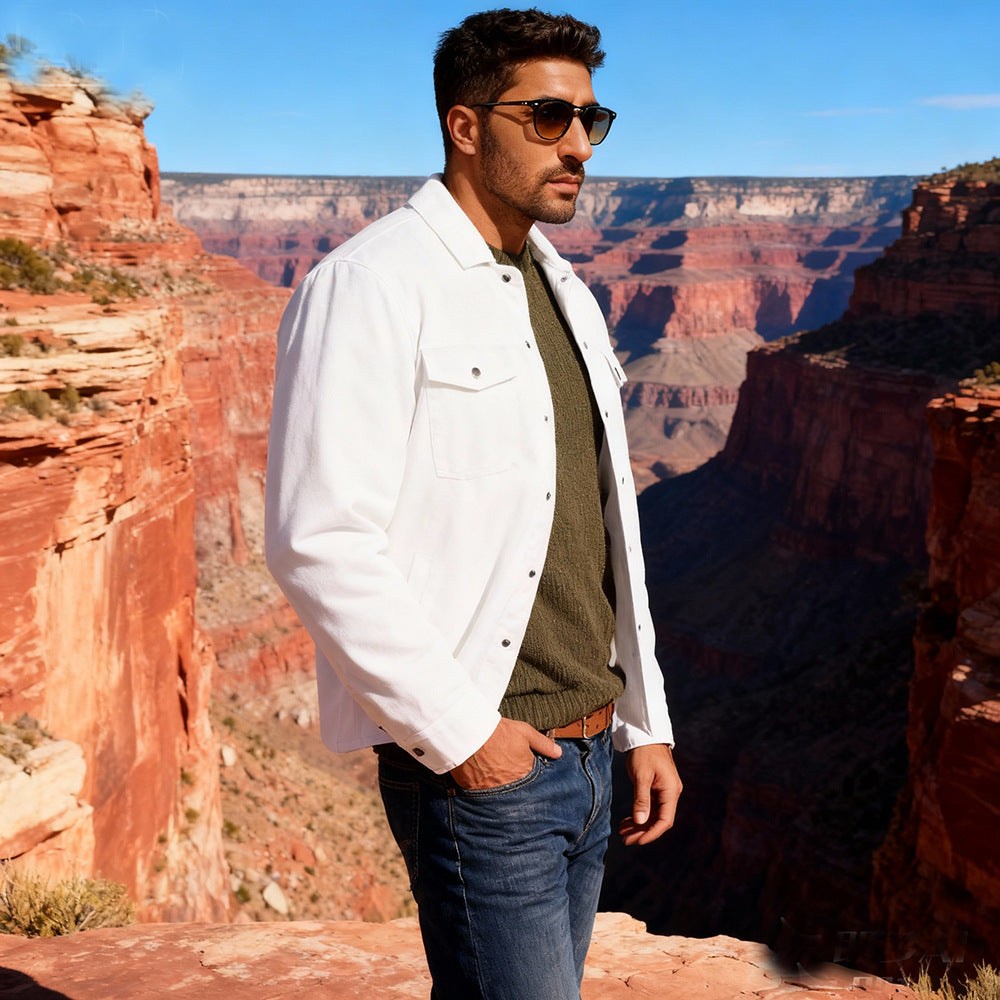 Men's Corduroy Shirt Jacket in Western Style with Flap Chest Pockets Mune Fashion