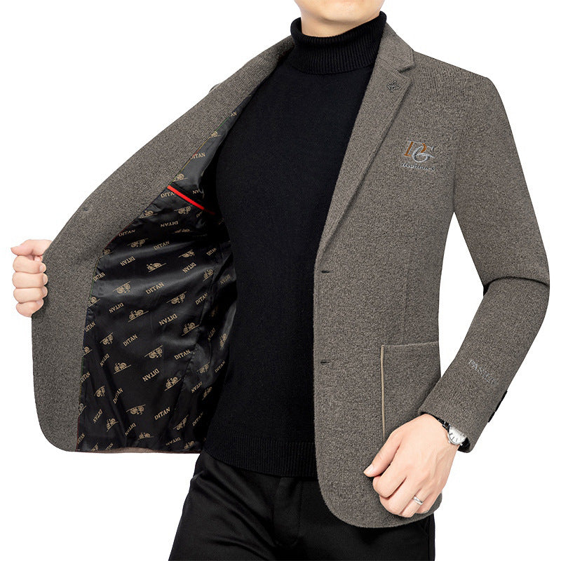 Men's tweed-blend jacket with texture, patch pockets, and patterned lining Mune Fashion