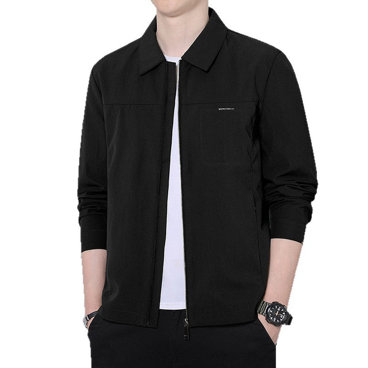 Men's lightweight urban transitional jacket with zipper, stand-up collar, and minimalist design Mune Fashion