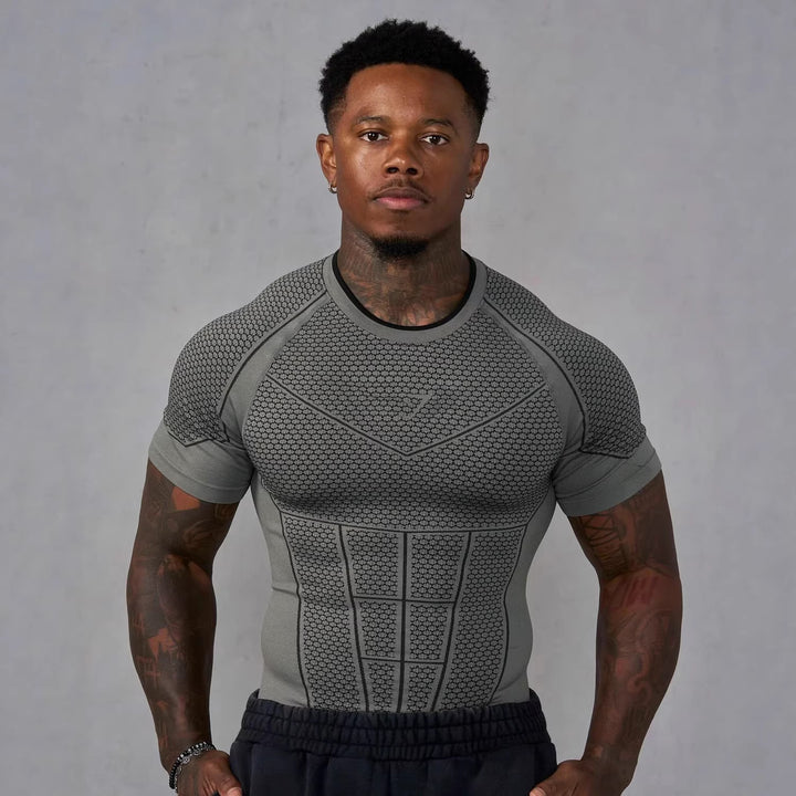 Men's muscle-shaping functional shirt with 3D structure and targeted compression zones Mune Fashion