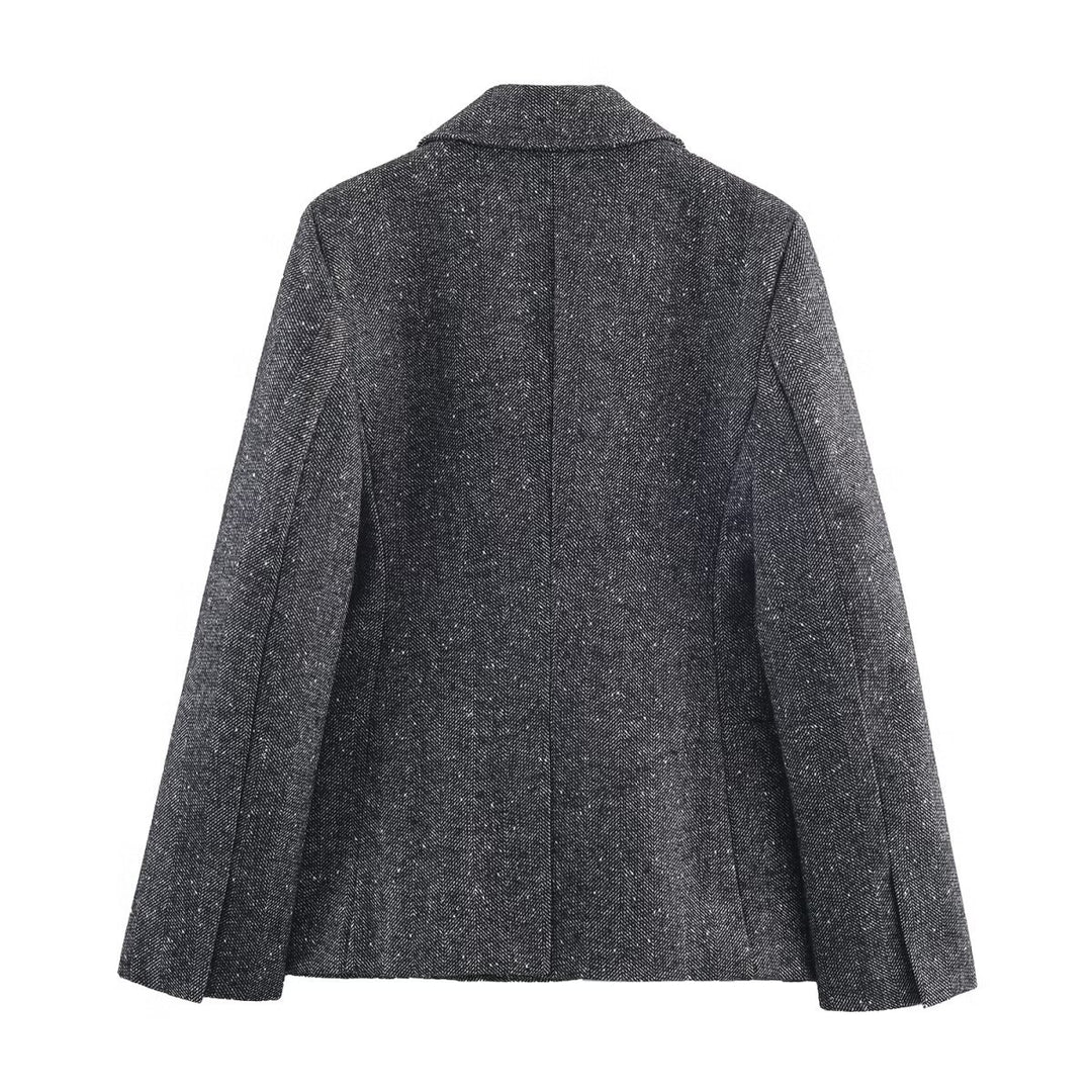 Women Tailored Tweed Blazer with Seam Details and Fine Wool Texture Mune Fashion