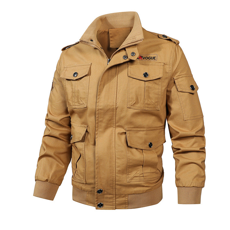 Men's utility field jacket with shoulder flaps, multiple pockets, and ribbed cuffs Mune Fashion