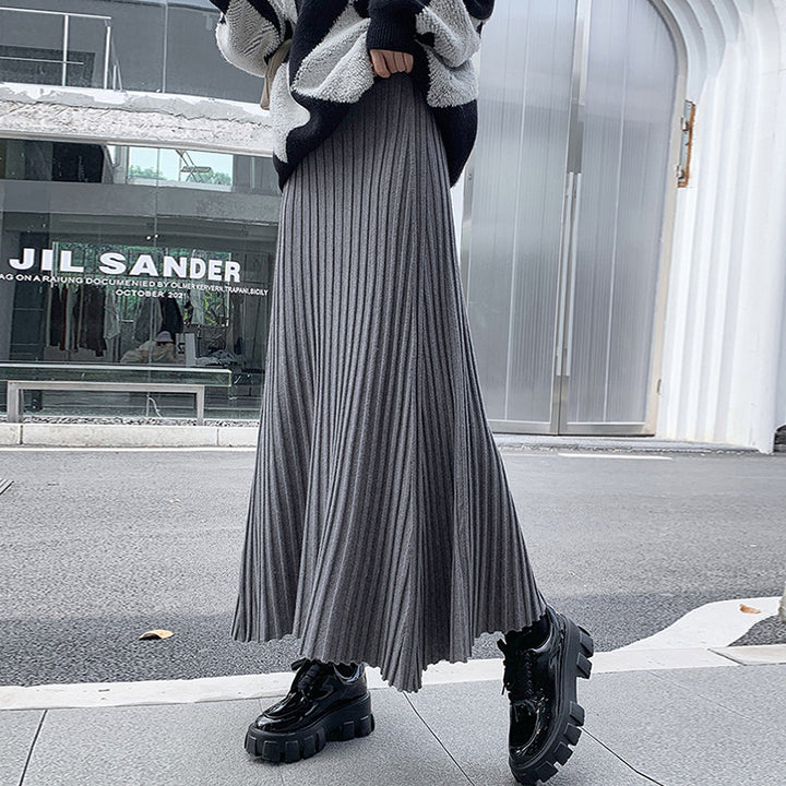 Women's Pleated Maxi Skirt with Elegant Wave Pattern Mune Fashion