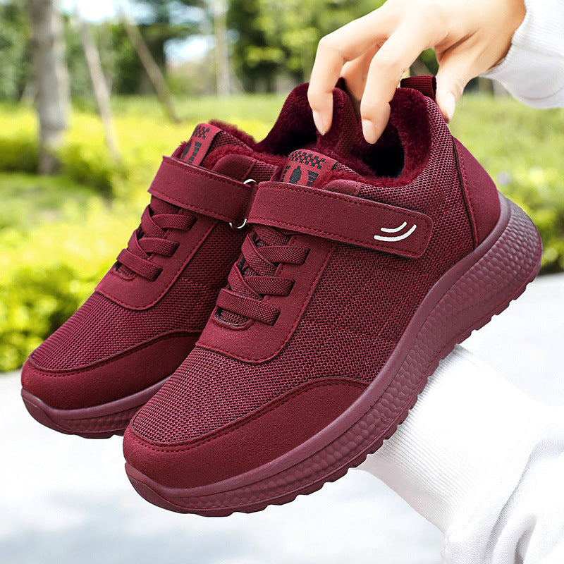 Women’s non-fleece comfort walking sneaker with low shaft, Velcro closure, and shock-absorbing EVA cushioning Mune Fashion