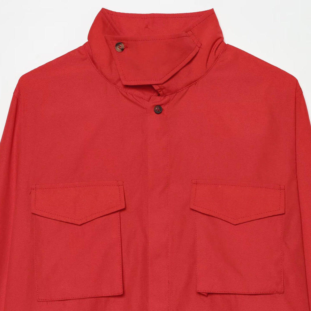 Women's overshirt with stand-up collar, patch chest pockets and concealed button placket Mune Fashion