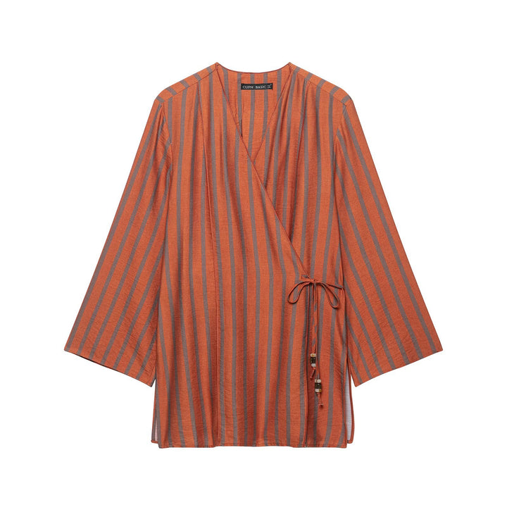 Women's culotte pants with wide leg, elastic waistband, and vertical stripes Drune