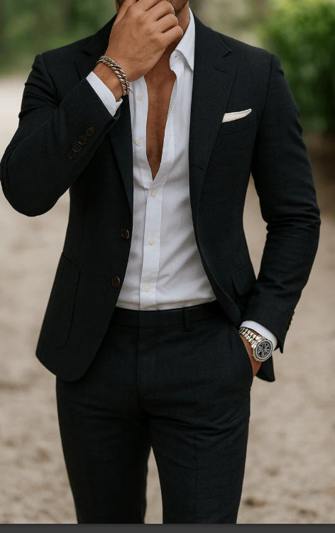 Men's summer seersucker suit with unlined jacket, slim fit, and pleated trousers Mune Fashion