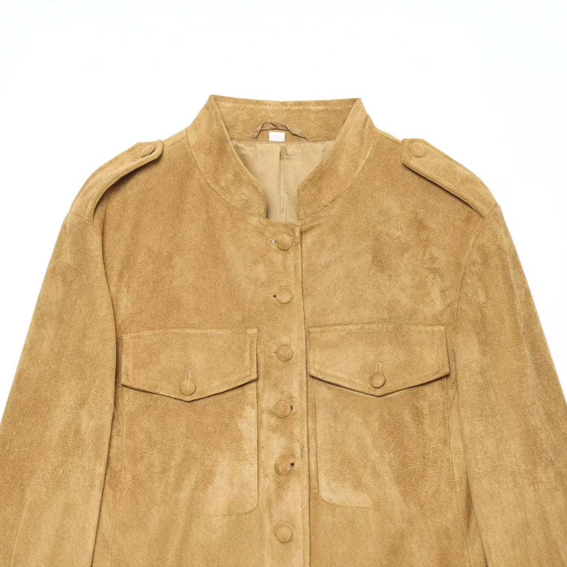 Women's suede jacket in military style with stand-up collar Drune