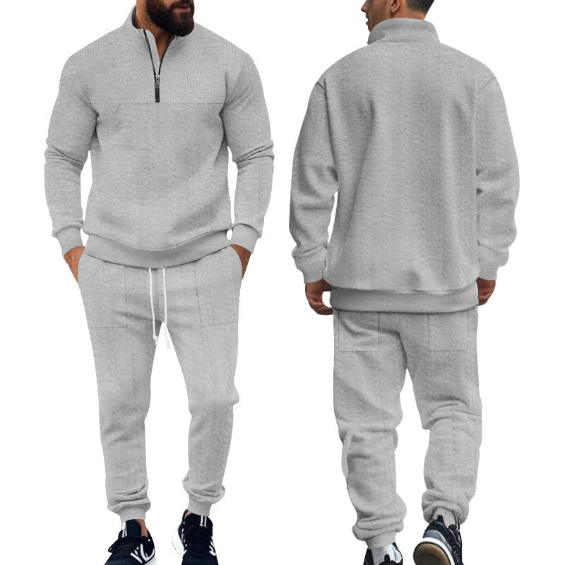 Men's knit training set with half zip, cable knit sweater and drawstring joggers Mune Fashion
