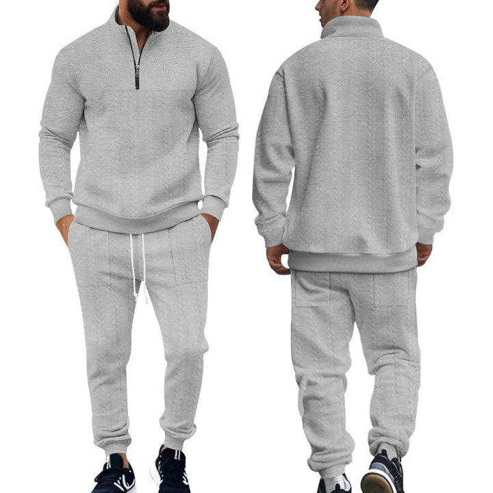 Men's knit training set with half zip, cable knit sweater and drawstring joggers Mune Fashion