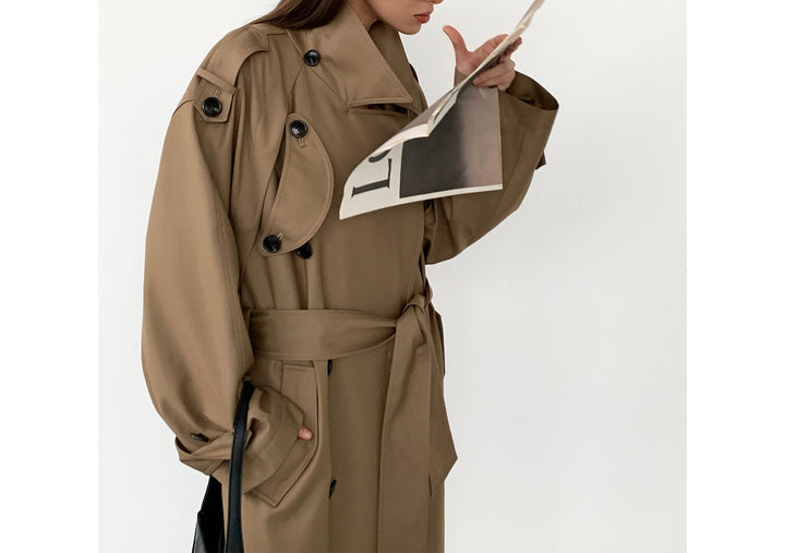 Women's fashionable trench coat with double button placket Mune Fashion