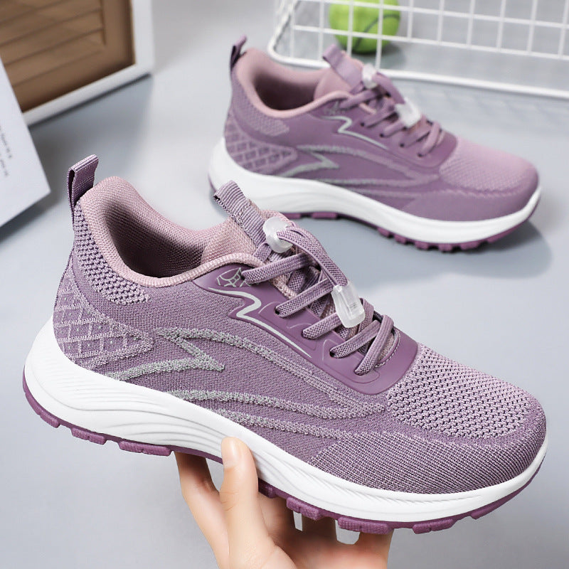 Women’s breathable knit running sneakers with quick-lace system, padded EVA midsole and patterned outsole Mune Fashion