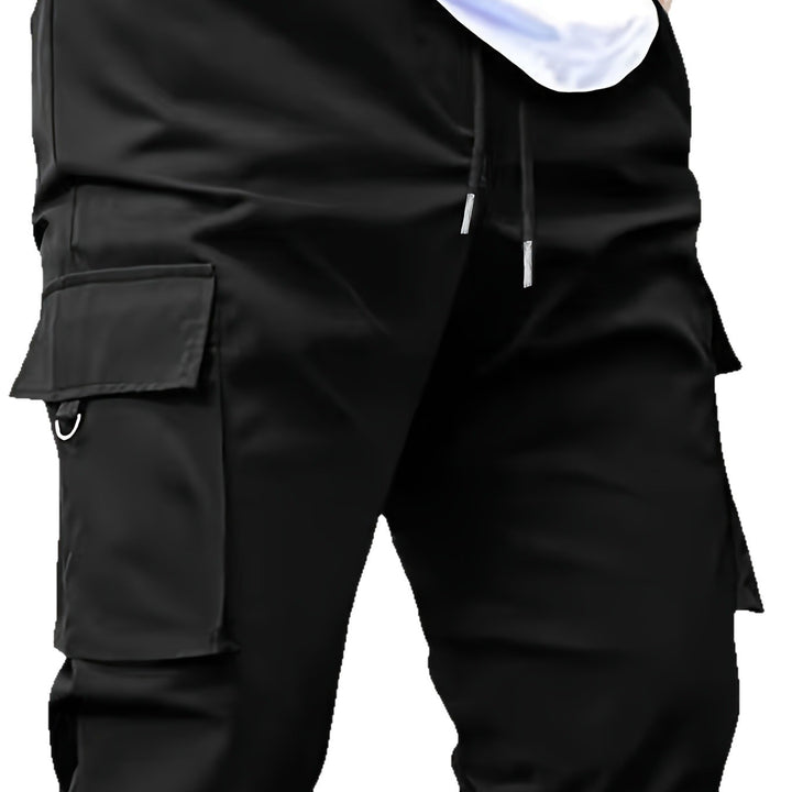 Men's tapered cargo pants in jogger style with drawstring, flap pockets & D-ring Mune Fashion