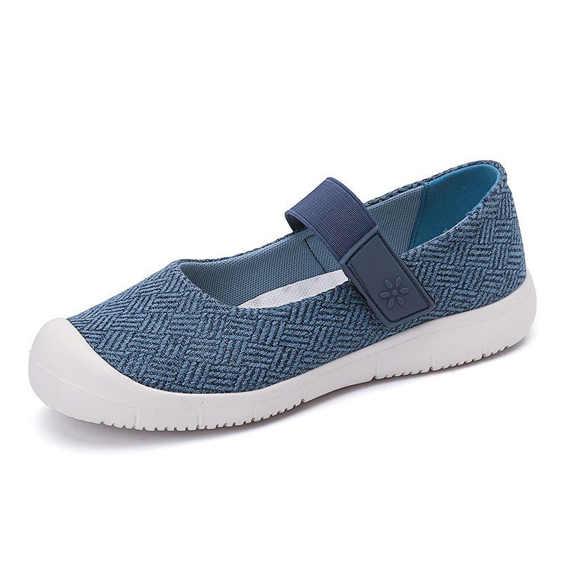 Ladies' comfortable knitted strap ballerina with adjustable hook-and-loop fastener and flexible rubber outsole Mune Fashion
