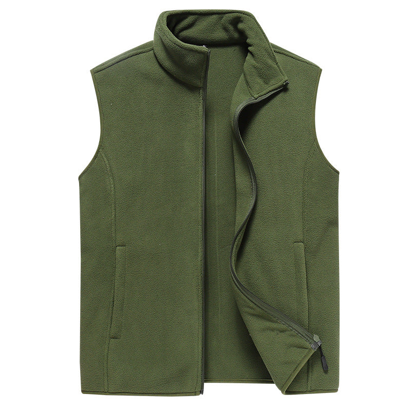 Men's Sleeveless Microfleece Vest with Stand-Up Collar and Concealed Two-Way Zip Mune Fashion