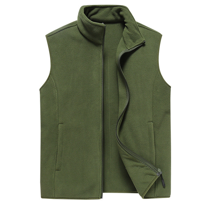 Men's Sleeveless Microfleece Vest with Stand-Up Collar and Concealed Two-Way Zip Mune Fashion