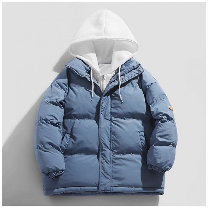 Men's Padded Winter Puffer Jacket with Two-Layer Hood and Elastic Cuffs Mune Fashion